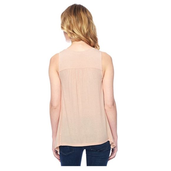 NWT Splendid Vneck Shirt Tank Top Color Peach Size Small Flared Hem $70 K223 - Picture 2 of 3